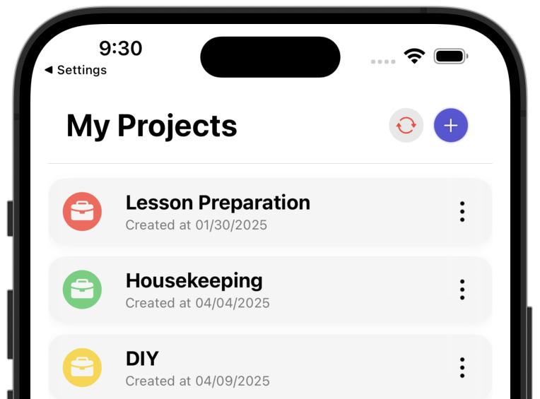 App Screenshot of Projects